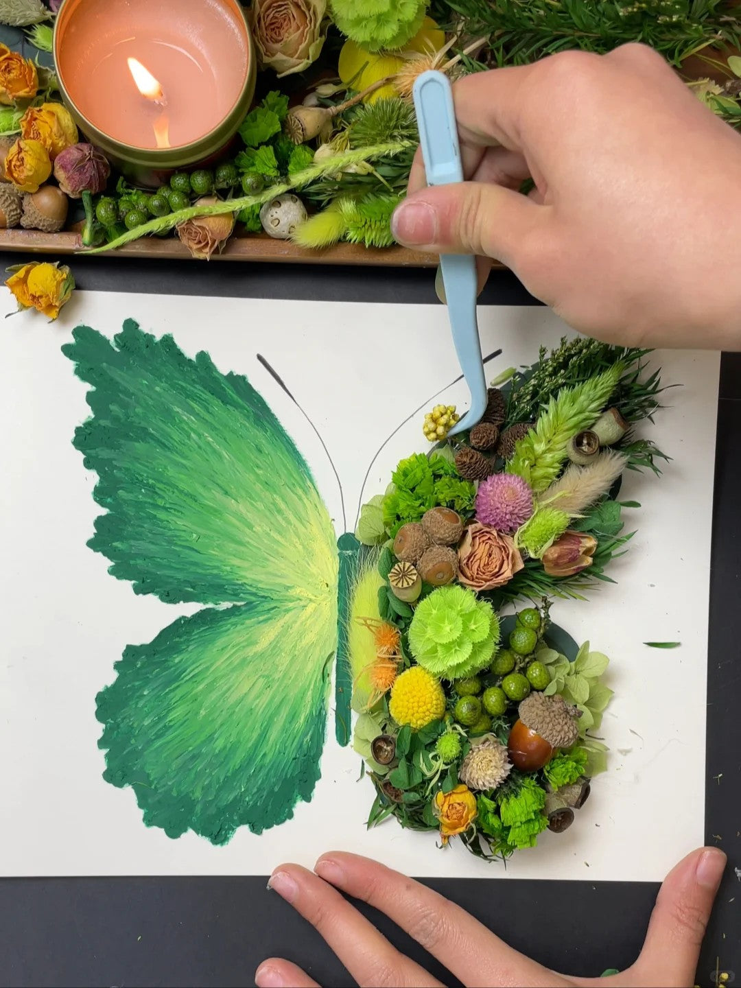 Crayon Bloom Series Dried Flower Art Handmade Pressed Flower Decor Set