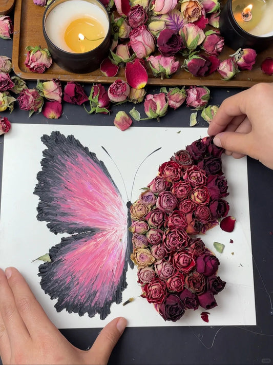 Crayon Dark Red Roses Material Packs