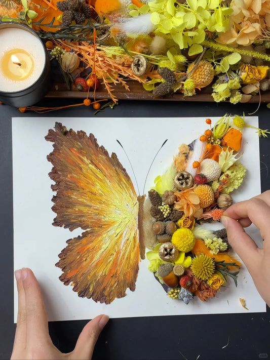 Crayon Bloom Series Dried Flower Art Handmade Pressed Flower Decor Set